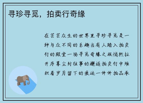 寻珍寻觅，拍卖行奇缘