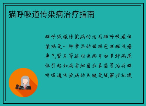 猫呼吸道传染病治疗指南